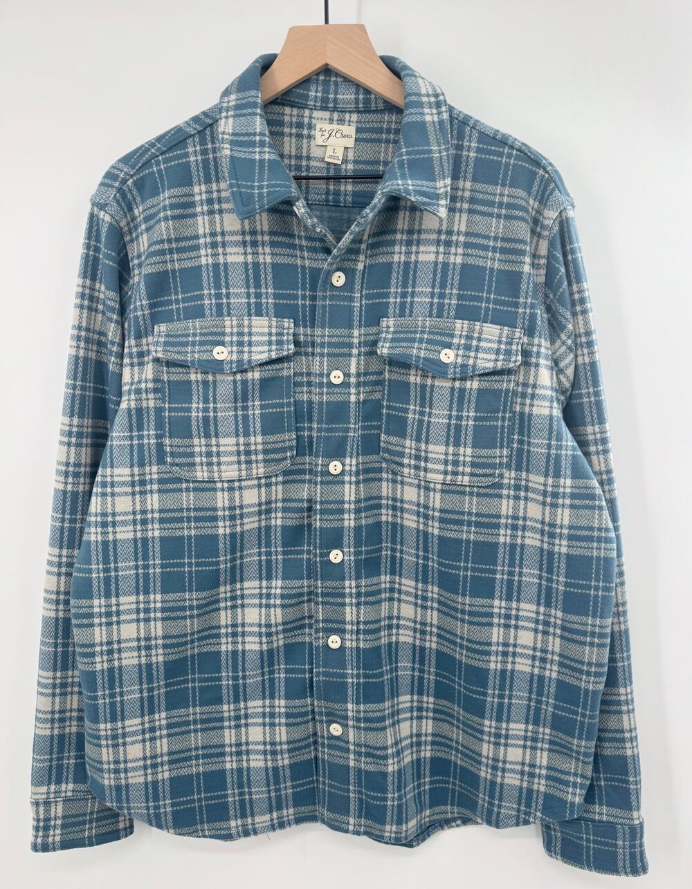 J Crew Seaboard Knit Plaid Flannel Shirt Shirt Jacket Button Down L